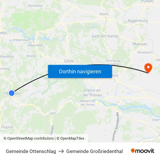 Gemeinde Ottenschlag to Gemeinde Großriedenthal map