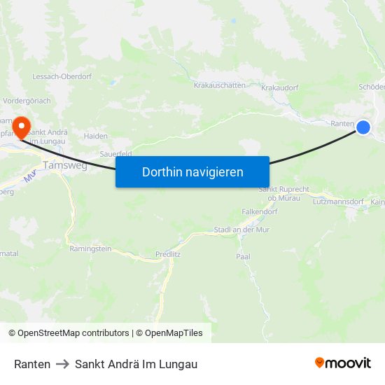 Ranten to Sankt Andrä Im Lungau map