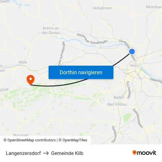 Langenzersdorf to Gemeinde Kilb map