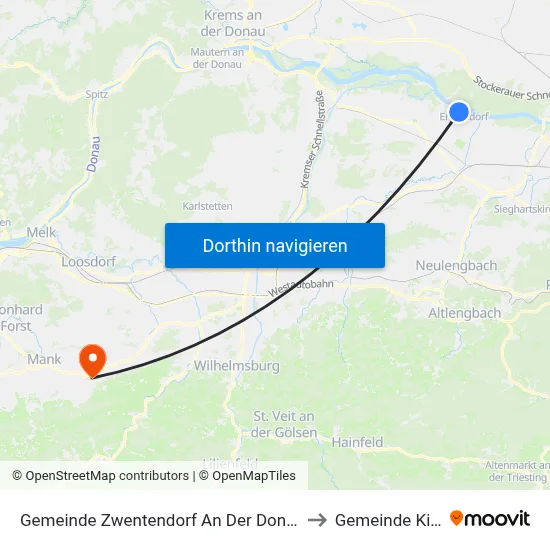 Gemeinde Zwentendorf An Der Donau to Gemeinde Kilb map