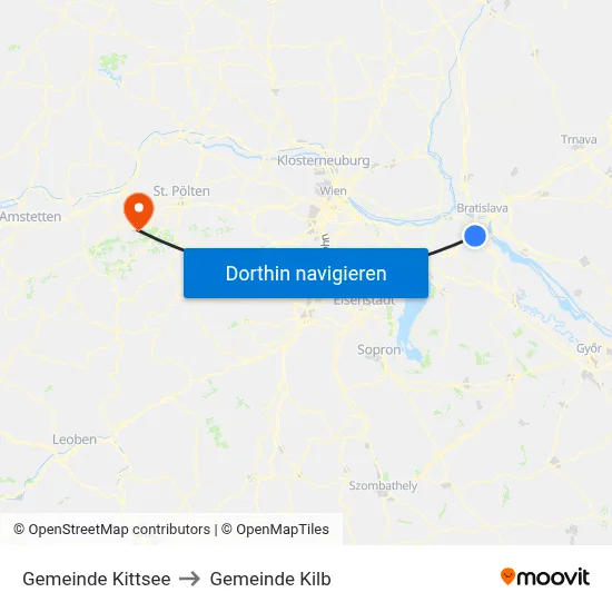 Gemeinde Kittsee to Gemeinde Kilb map