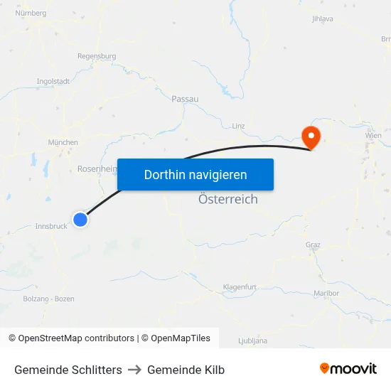 Gemeinde Schlitters to Gemeinde Kilb map