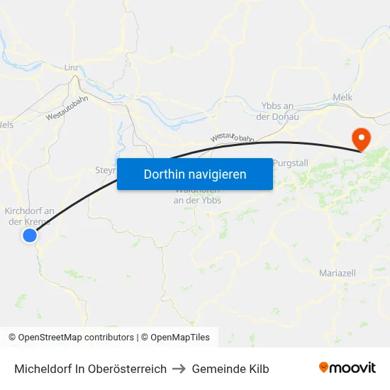 Micheldorf In Oberösterreich to Gemeinde Kilb map