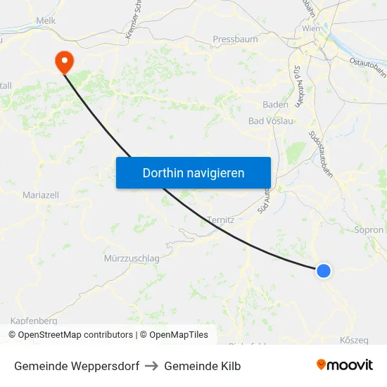 Gemeinde Weppersdorf to Gemeinde Kilb map