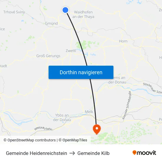 Gemeinde Heidenreichstein to Gemeinde Kilb map
