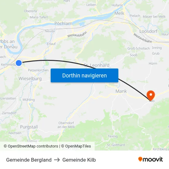 Gemeinde Bergland to Gemeinde Kilb map