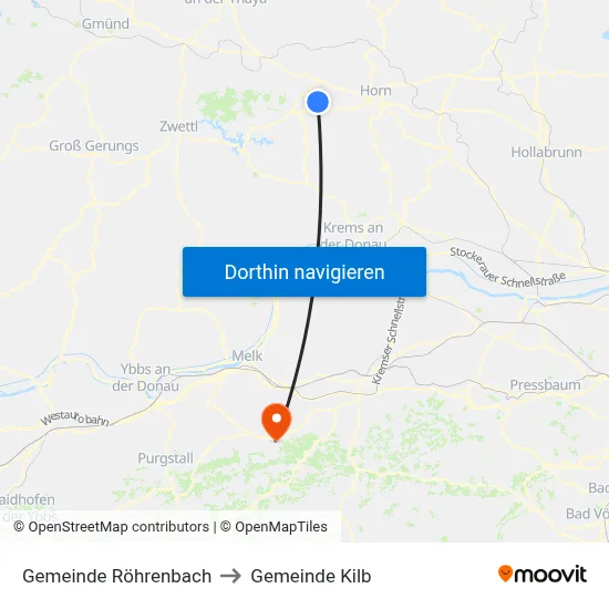 Gemeinde Röhrenbach to Gemeinde Kilb map