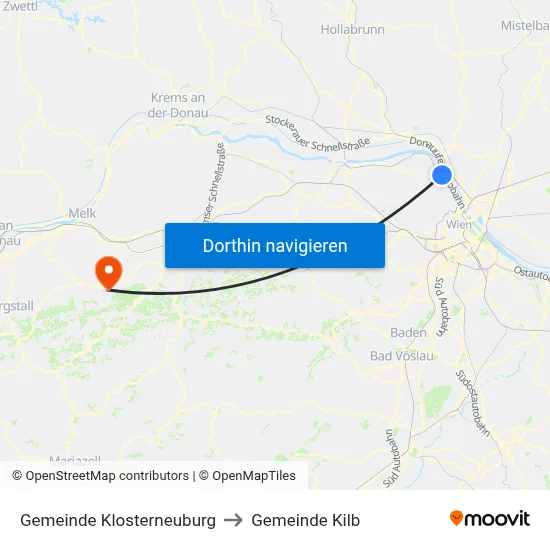 Gemeinde Klosterneuburg to Gemeinde Kilb map