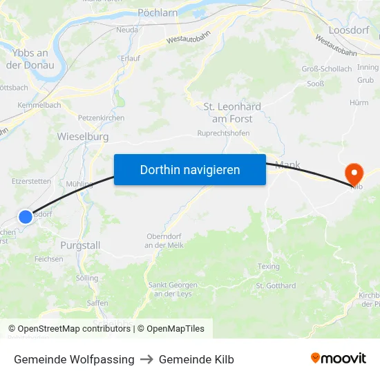 Gemeinde Wolfpassing to Gemeinde Kilb map