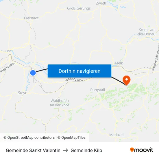 Gemeinde Sankt Valentin to Gemeinde Kilb map