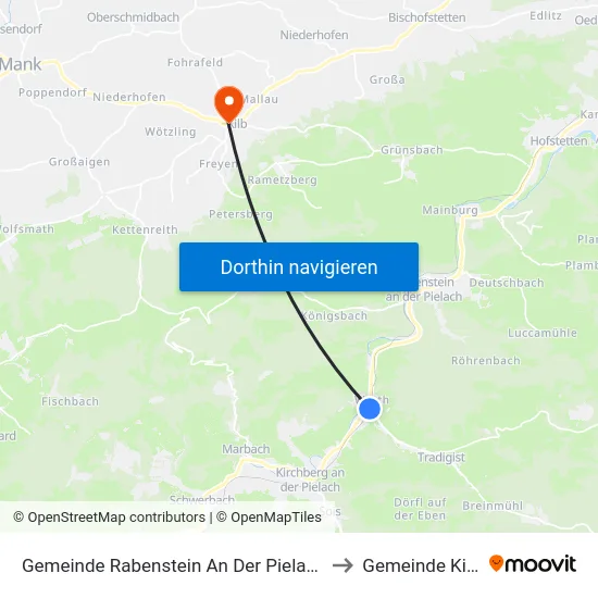Gemeinde Rabenstein An Der Pielach to Gemeinde Kilb map