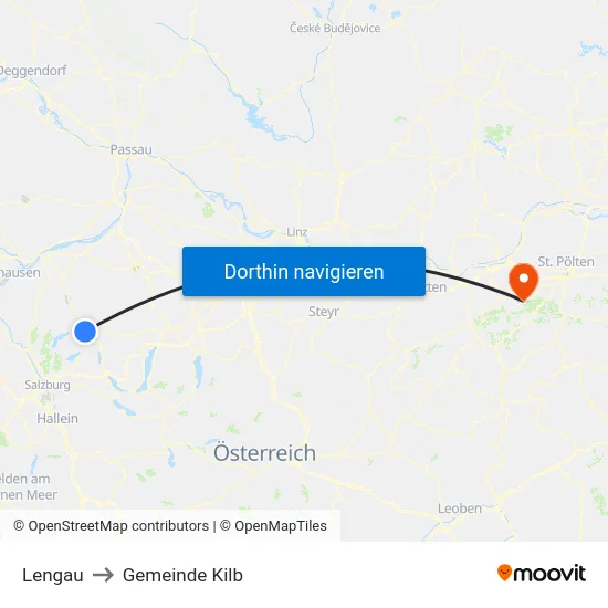 Lengau to Gemeinde Kilb map