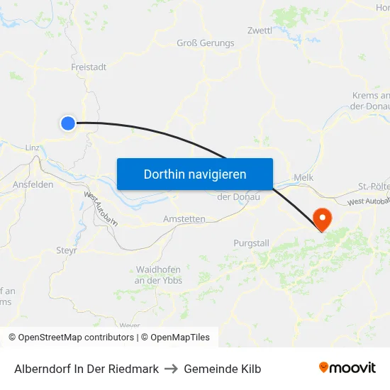 Alberndorf In Der Riedmark to Gemeinde Kilb map