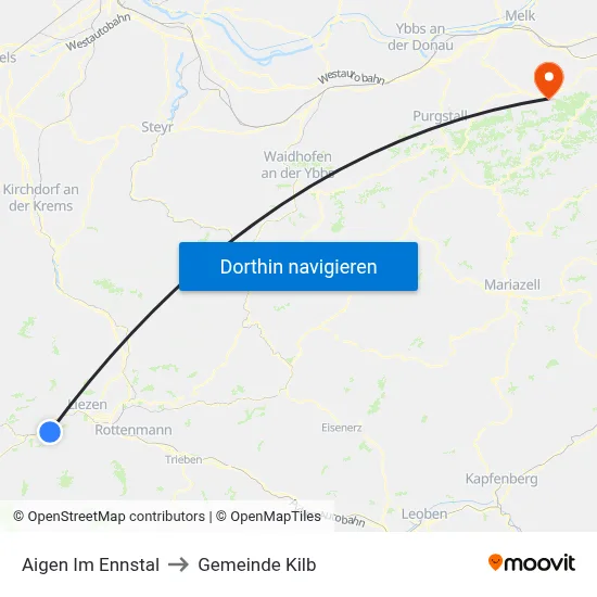 Aigen Im Ennstal to Gemeinde Kilb map
