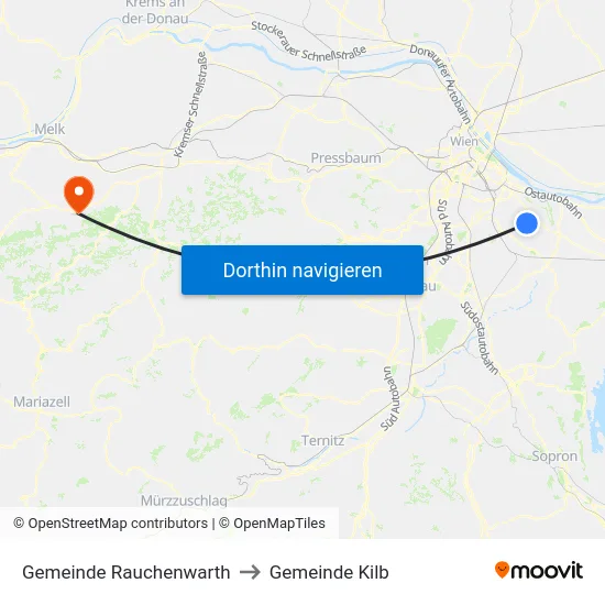 Gemeinde Rauchenwarth to Gemeinde Kilb map