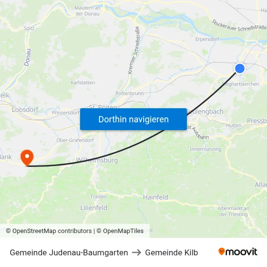 Gemeinde Judenau-Baumgarten to Gemeinde Kilb map