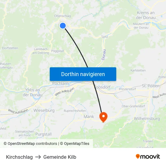 Kirchschlag to Gemeinde Kilb map