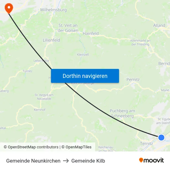 Gemeinde Neunkirchen to Gemeinde Kilb map