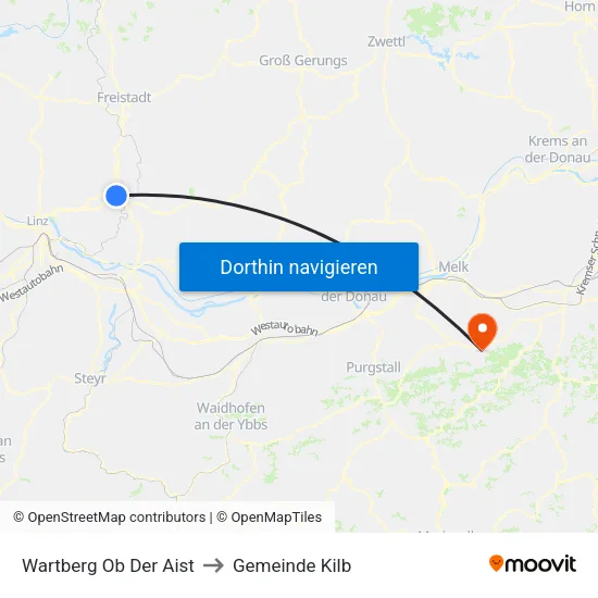 Wartberg Ob Der Aist to Gemeinde Kilb map