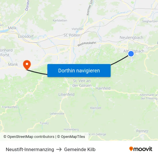Neustift-Innermanzing to Gemeinde Kilb map