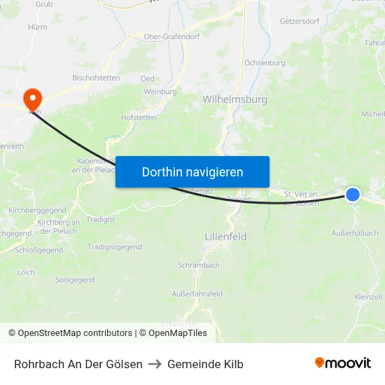 Rohrbach An Der Gölsen to Gemeinde Kilb map
