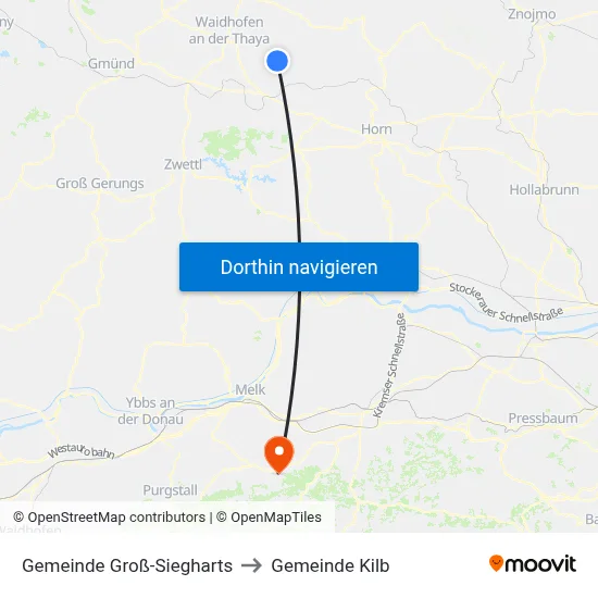 Gemeinde Groß-Siegharts to Gemeinde Kilb map