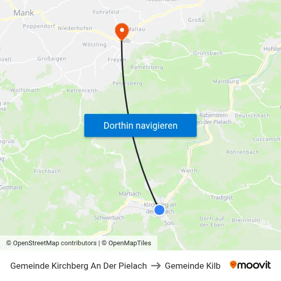 Gemeinde Kirchberg An Der Pielach to Gemeinde Kilb map