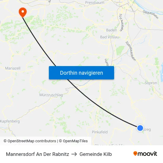 Mannersdorf An Der Rabnitz to Gemeinde Kilb map