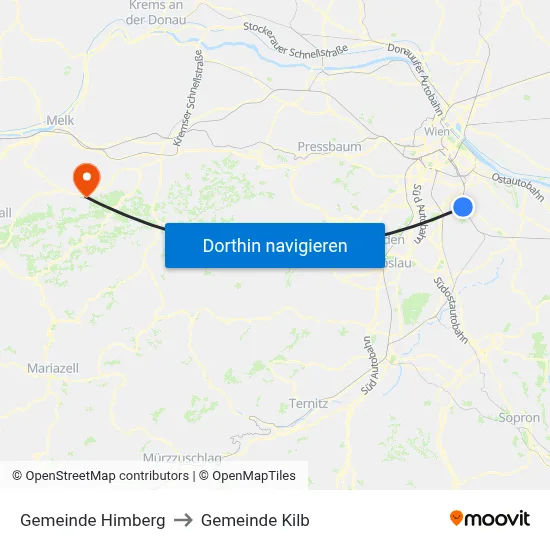 Gemeinde Himberg to Gemeinde Kilb map