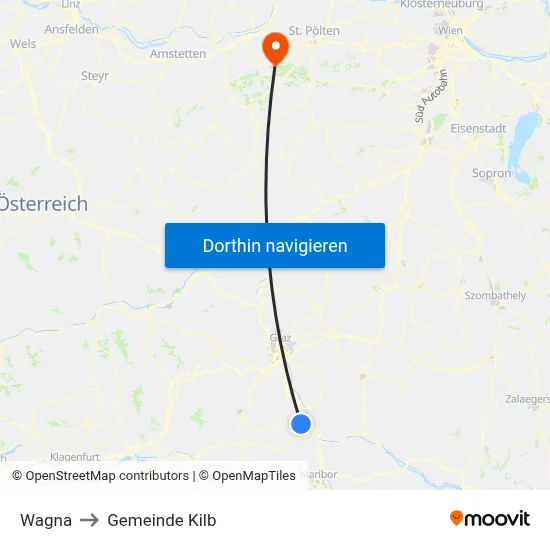 Wagna to Gemeinde Kilb map