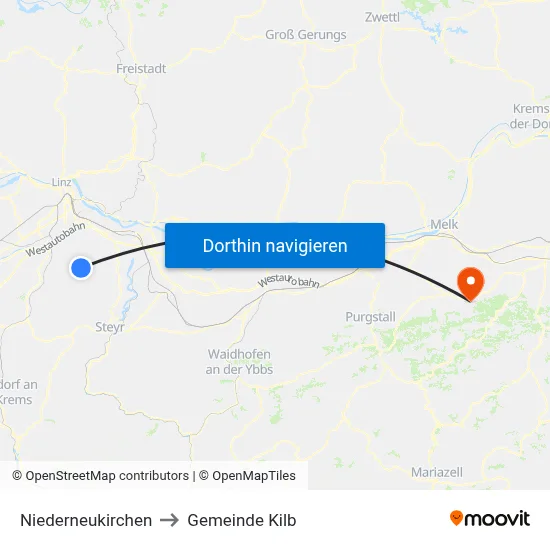 Niederneukirchen to Gemeinde Kilb map