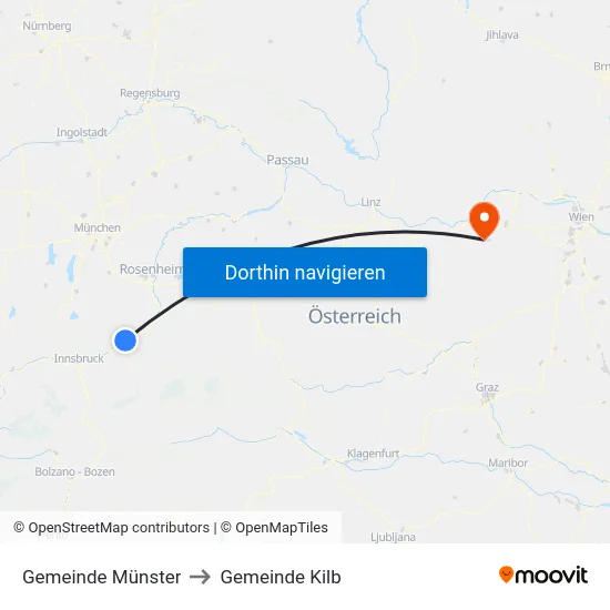 Gemeinde Münster to Gemeinde Kilb map