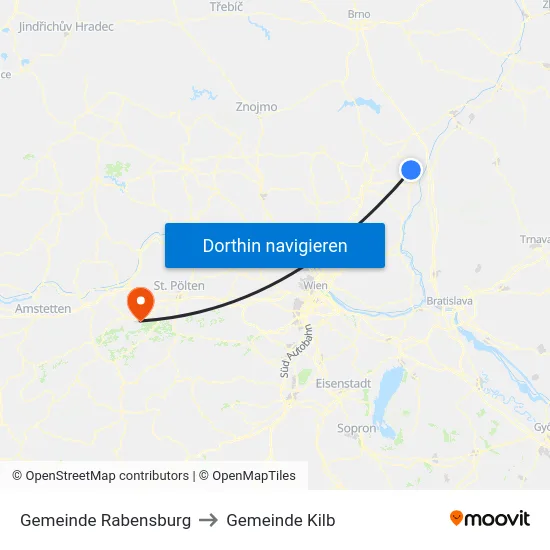 Gemeinde Rabensburg to Gemeinde Kilb map