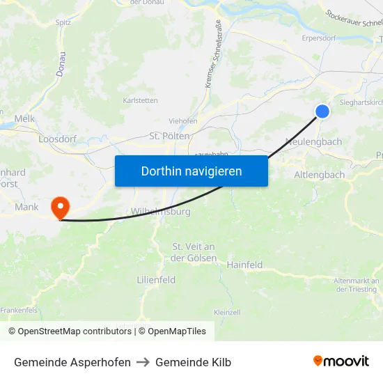 Gemeinde Asperhofen to Gemeinde Kilb map