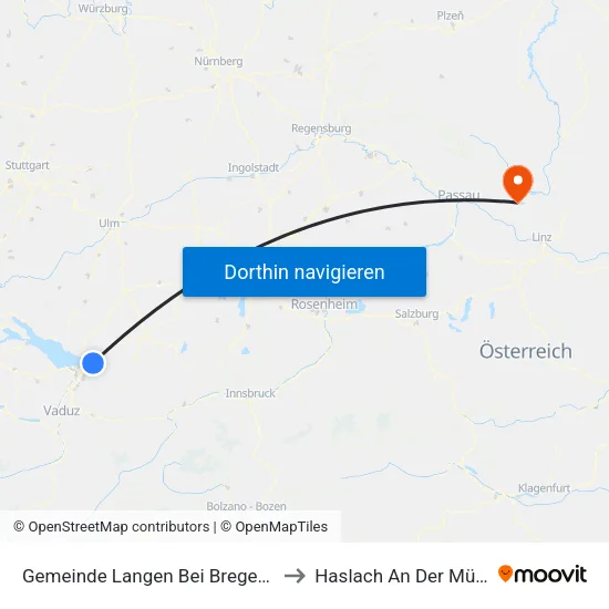 Gemeinde Langen Bei Bregenz to Haslach An Der Mühl map