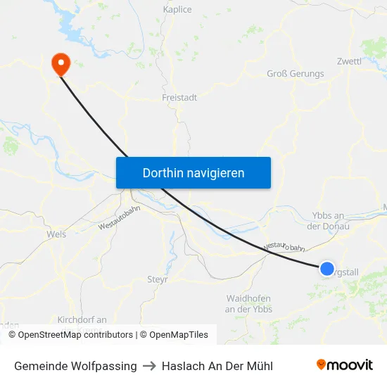 Gemeinde Wolfpassing to Haslach An Der Mühl map
