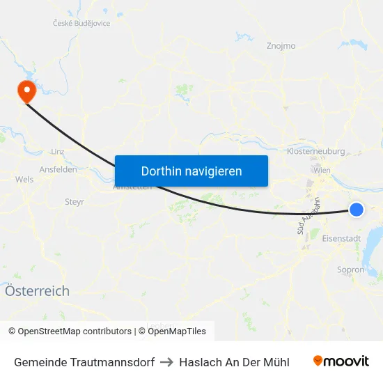 Gemeinde Trautmannsdorf to Haslach An Der Mühl map