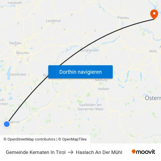 Gemeinde Kematen In Tirol to Haslach An Der Mühl map