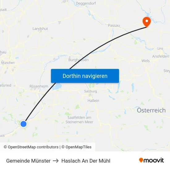 Gemeinde Münster to Haslach An Der Mühl map