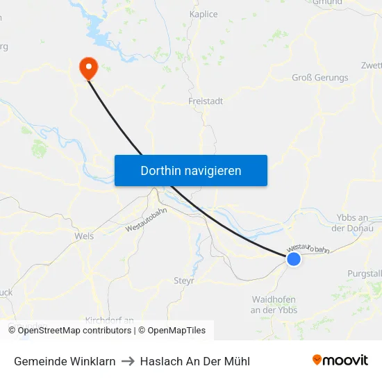 Gemeinde Winklarn to Haslach An Der Mühl map
