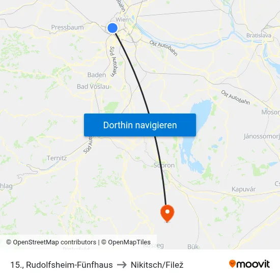 15., Rudolfsheim-Fünfhaus to Nikitsch/Filež map