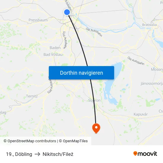 19., Döbling to Nikitsch/Filež map