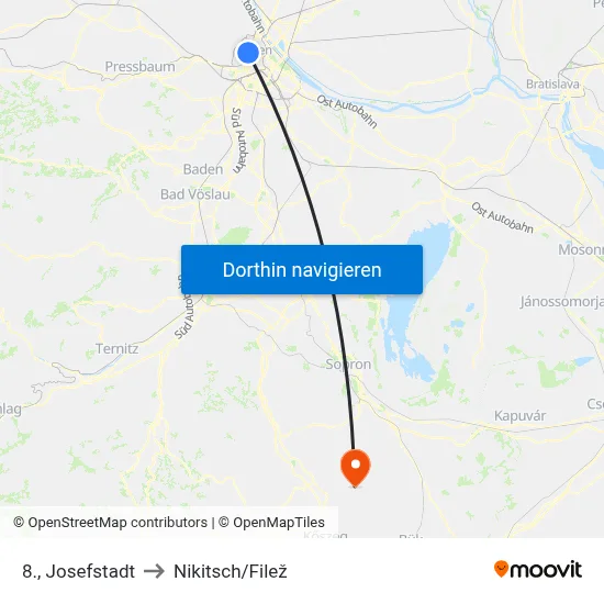 8., Josefstadt to Nikitsch/Filež map