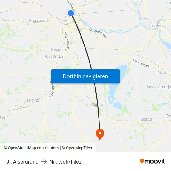 9., Alsergrund to Nikitsch/Filež map