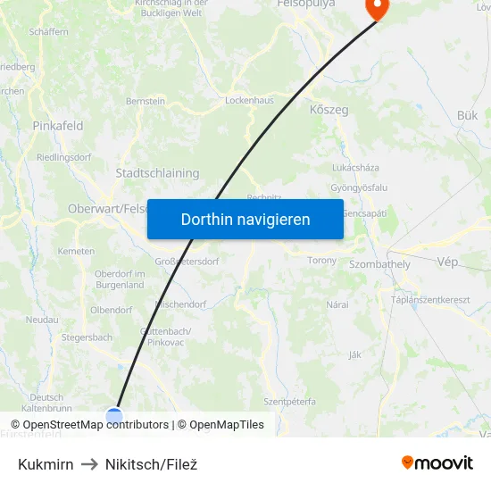 Kukmirn to Nikitsch/Filež map