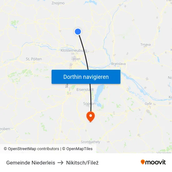 Gemeinde Niederleis to Nikitsch/Filež map