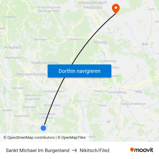 Sankt Michael Im Burgenland to Nikitsch/Filež map