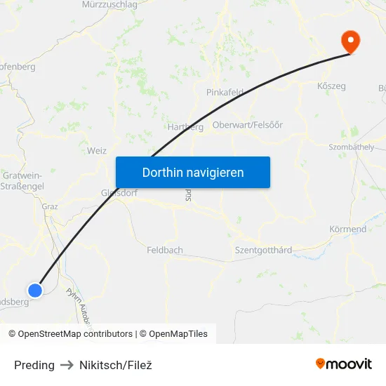 Preding to Nikitsch/Filež map