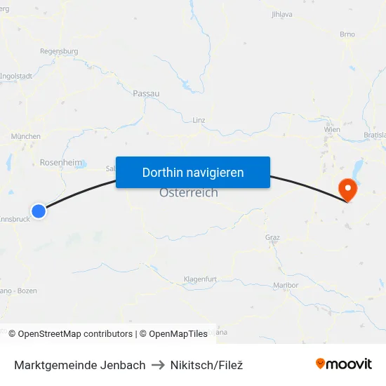Marktgemeinde Jenbach to Nikitsch/Filež map