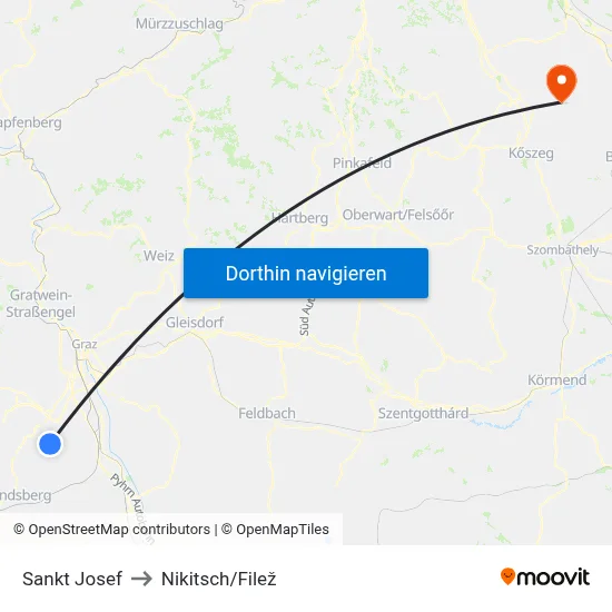 Sankt Josef to Nikitsch/Filež map